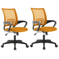 Ergonomic Office Chair | Mid-Back Swivel Desk Chair | Breathable Backrest & Lumbar Support | Adjustable Height | Sponge Seat | Rolling Wheels | Orange | for Adults & Women | Pack of 2