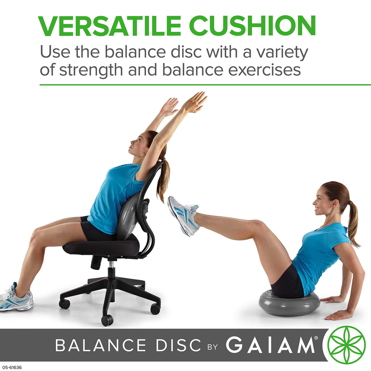 Balance Disc Wobble Cushion, 16", Core Stability Seat (Grey)
