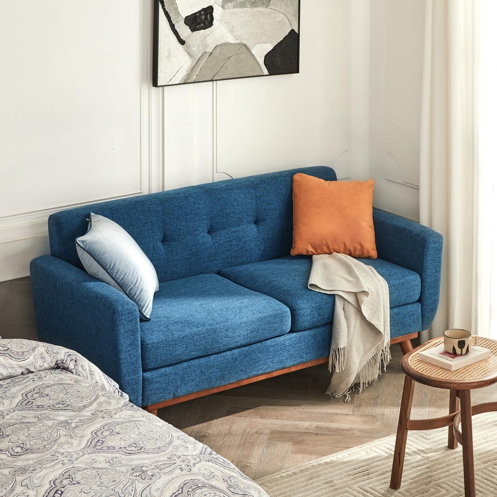 65.2" W Loveseat Sofa, Solid & Easy to Install Small Couch for Bedroom Office Apartment, Blue