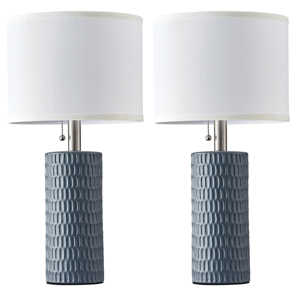 20” Modern Ceramic Table Lamps for Bedroom, Set of 2, Grey