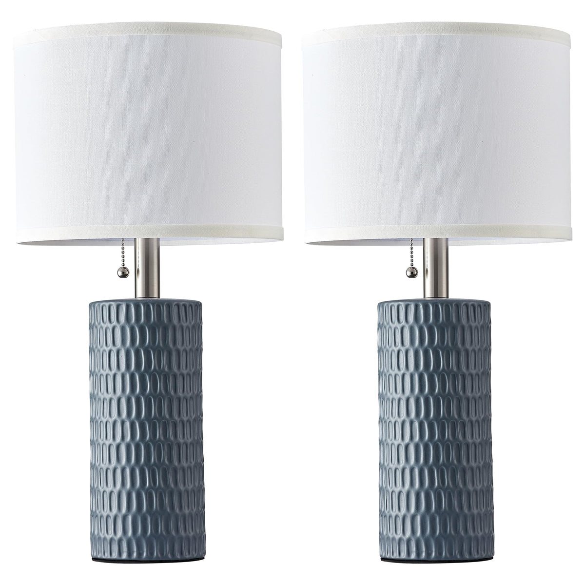 20” Modern Ceramic Table Lamps for Bedroom, Set of 2, Grey