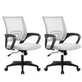 Ergonomic Office Chair | Mid-Back Swivel Desk Chair | Breathable Backrest & Lumbar Support | Adjustable Height | Sponge Seat | Rolling Wheels | White | for Adults & Women | Pack of 2