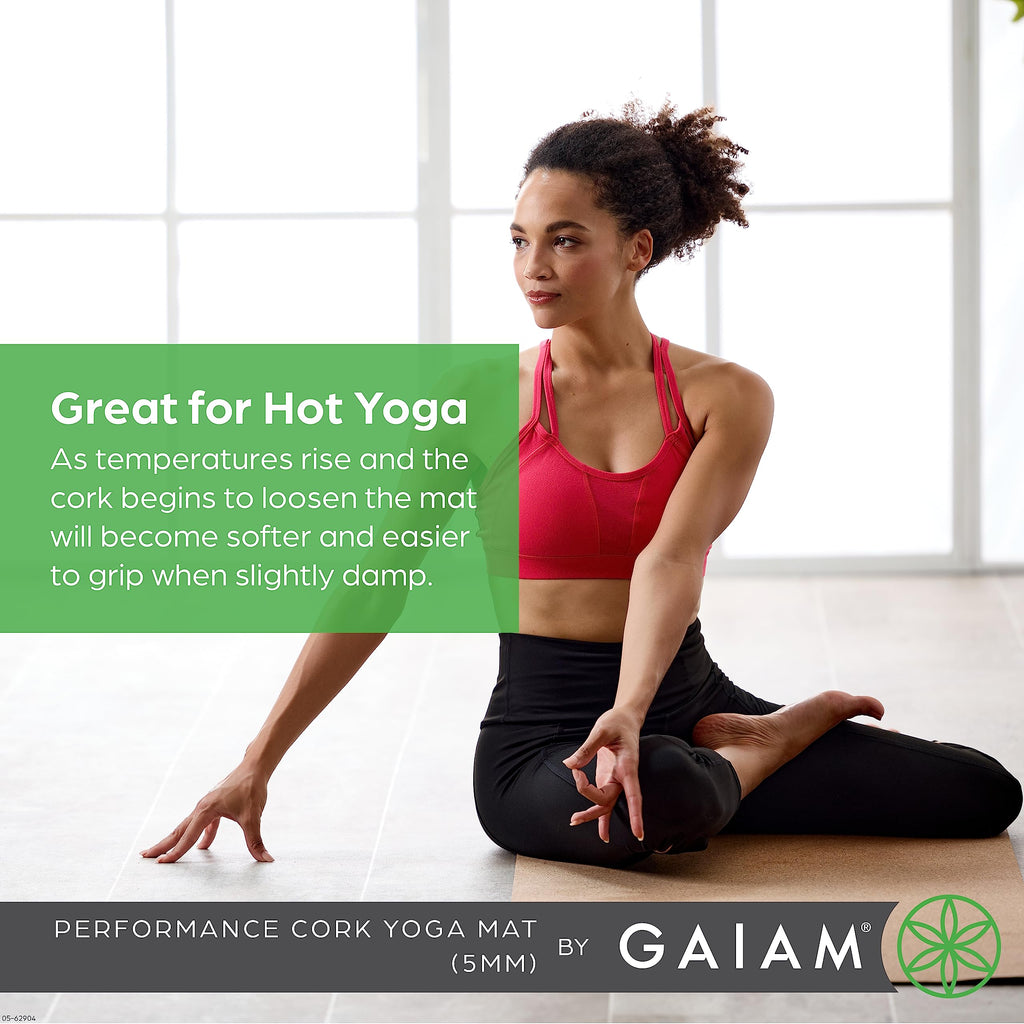 Cork Yoga Mat, Natural Non-Slip Exercise & Fitness Mat for Hot Yoga