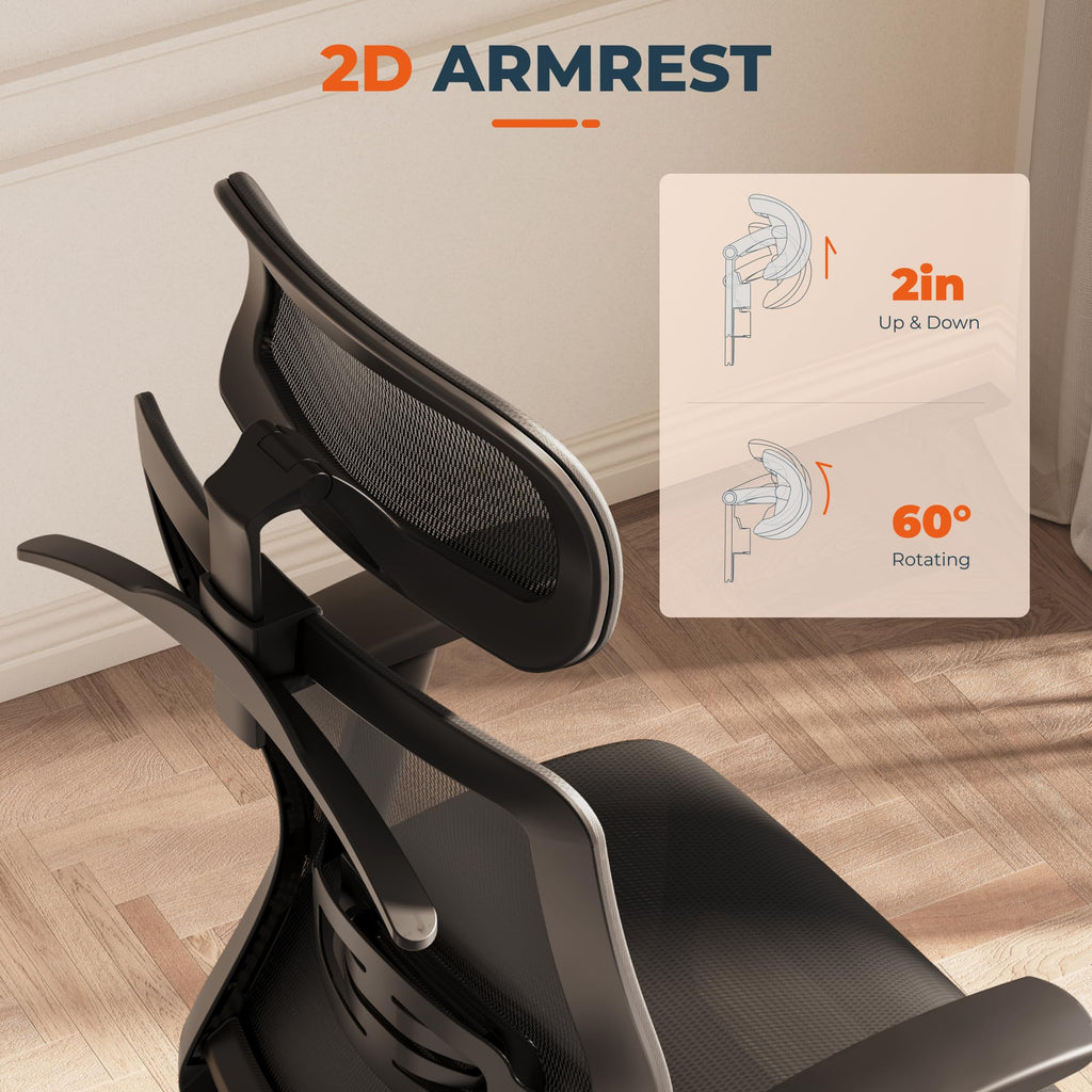 FitStand Ergonomic Office Chair High Back Computer Chair Home Office Desk Chairs with Lumbar Support/Heavy Duty Base/Headrest/Lockable Back, Comfortable Foam Seat Cushion, ErgoChair Pro, Black