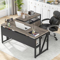 55" L Shaped Computer Desk and lateral File Cabinet with Locks, 2 Piece Home Office Furniture Set for Hanging