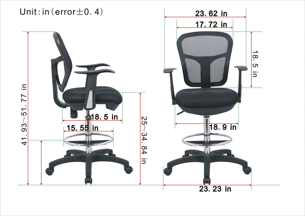 Drafting Chair Tall Office Chair with Arms Executive Ergonomic Standing Desk Chair with Anti Scratch Wheels and Footrest
