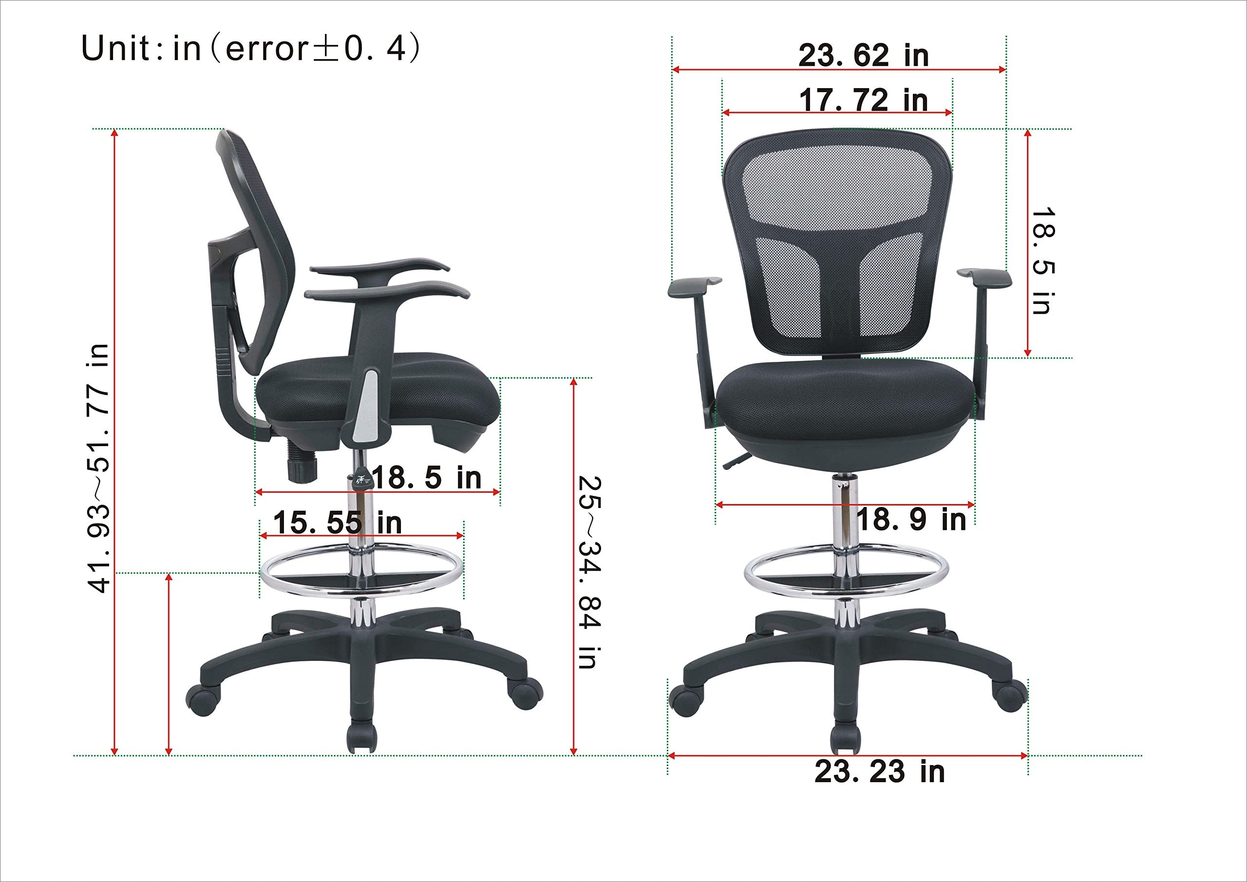 Drafting Chair Tall Office Chair with Arms Executive Ergonomic Standing Desk Chair with Anti Scratch Wheels and Footrest