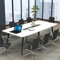8FT Conference Table, 94.49" L x 47.24" W x 29.53" H Meeting Seminar Table with Grommet, Large Boat Shaped Computer Desk, Boardroom Desk for Office Meeting Conference Room,White