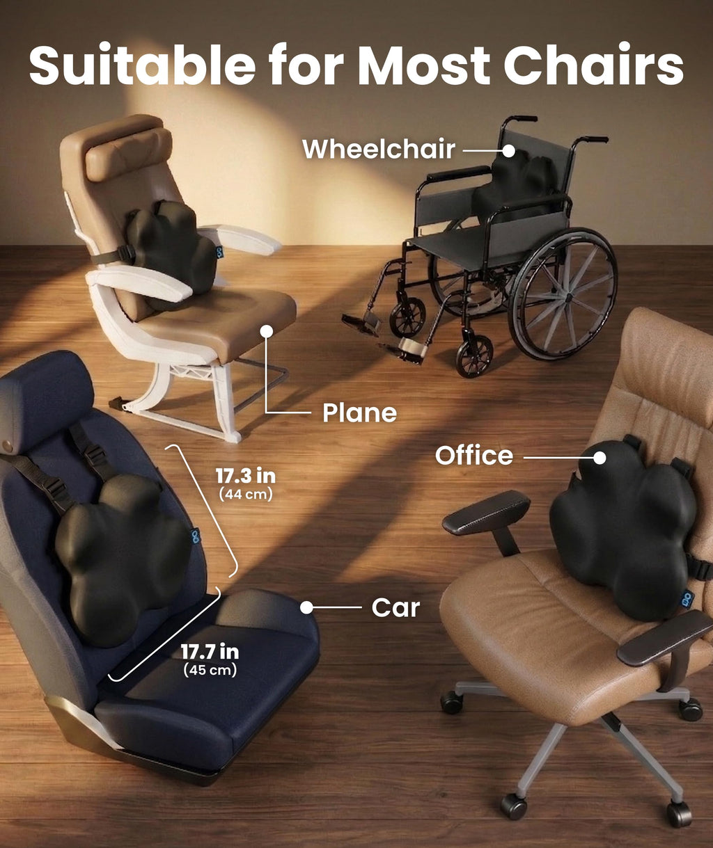 Lumbar Support Pillow for Office Chair - Memory Foam Back Cushion for Car Seat - Promotes Better Posture, Back Pain Relief - Ideal for Gaming and Desk Chairs