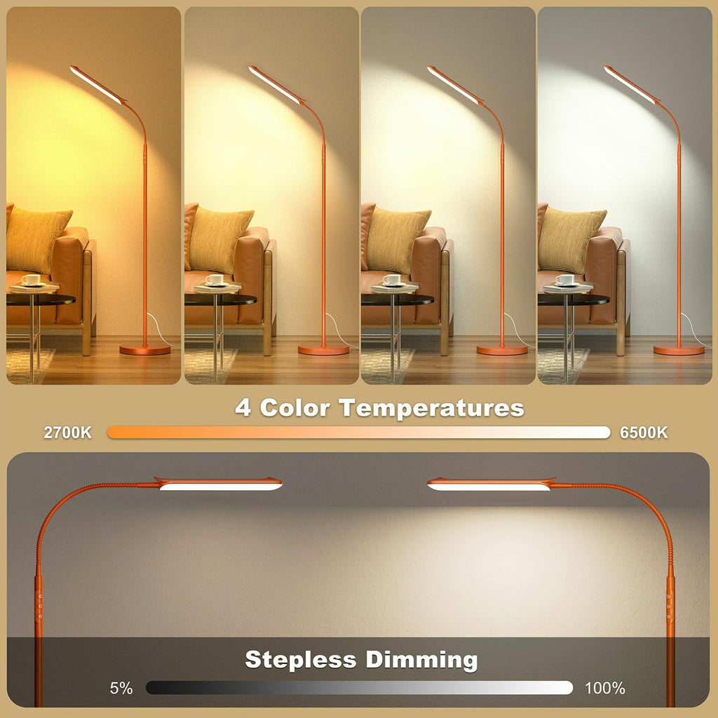 LED Floor Lamp, Super Bright Reading Lamps Floor Standing lamp with Remote & Touch Control, Orange
