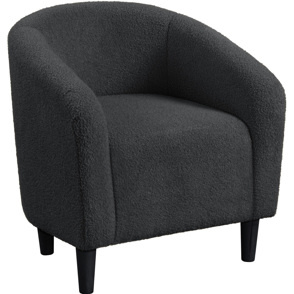 Accent Barrel Chair, Boucle Fabric Club Chair, Furry Sherpa Elegant Armchair with Cozy Soft Padded, Suitable for Living Room Bedroom Reception Room Office, Dark Gray