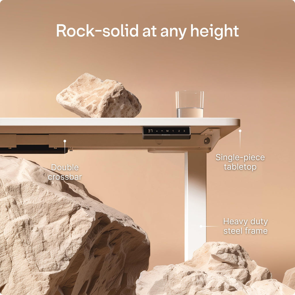 Standing Desk 48x24 — Made in Europe, Ergonomic Sit Stand Home Office Desk, Electric Height Adjustable, Dual Motor, USB & USB-C Charging, Wobble-Free, Touchscreen, 3 Memory Presets