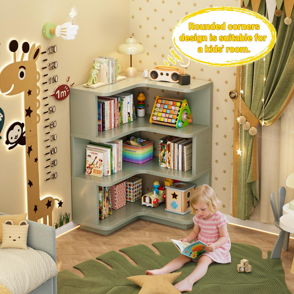 Corner Book Shelf, 4-Shelf L Shaped Corner Bookshelf with Baffle