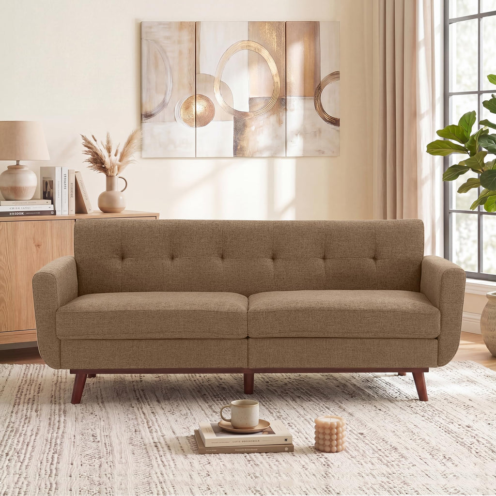 77.2" W Loveseat Sofa, Solid & Easy to Install Small Couch for Bedroom, Office, Apartment, Brown