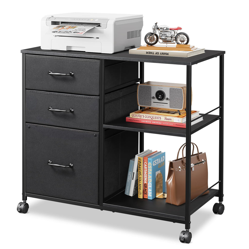 3 Drawer Mobile File Cabinet with Open Storage Shelf
