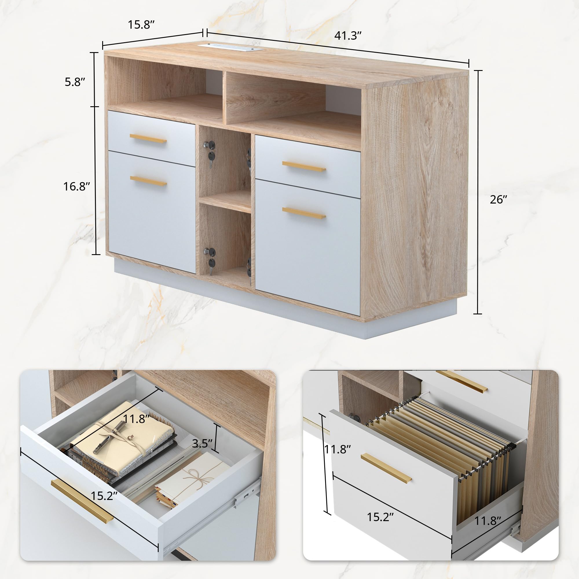 4 Drawer File Cabinet with Lock, Filing Cabinet for Home Office