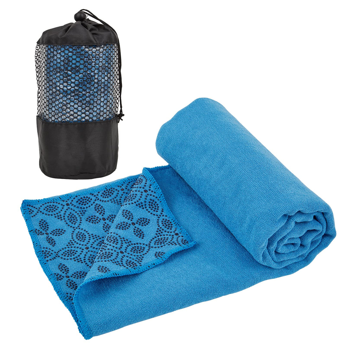 Yoga Towels, Non Slip Hot Yoga Mat Towel with Grip Dots,Super-Absorbent Soft Microfiber Yoga Blanket for Pilates, Fitness and Workout 72inch x 24inch (Blue)
