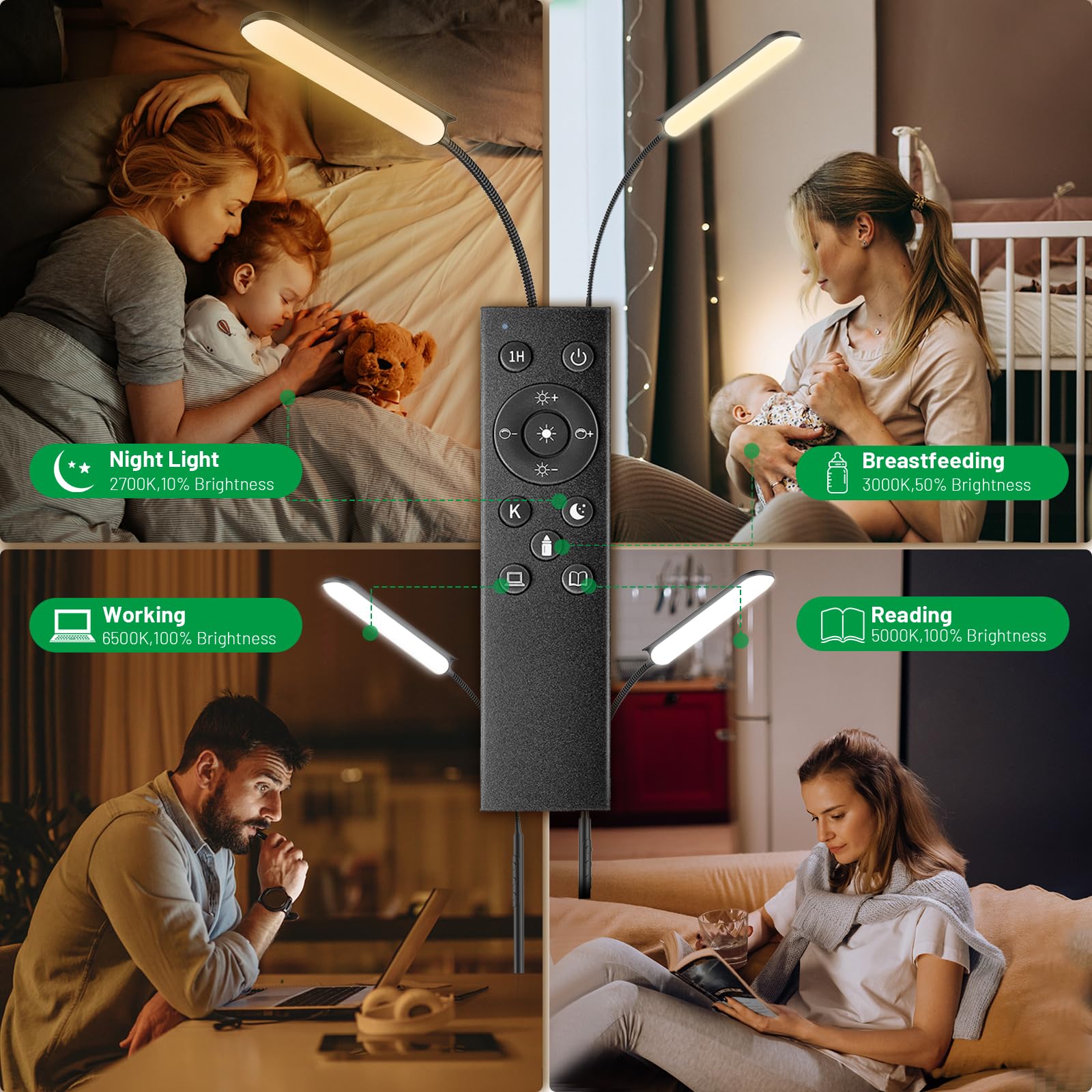 LED Floor Lamp, Super Bright Reading Lamps Floor Standing lamp with Remote & Touch Control, Stepless Dimming & 2700K-6500K Color Temperature, for Living Room Bedroom Office, Black