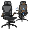 X100 Ergonomic Office Chair with Footrest, Big and Tall Home Desk Chair with 5D Flip-Up Arms, Adjustable 3D Lumbar Support,High Back Rolling Computer Chair, Swivel Mesh Chairs (Library Oak)