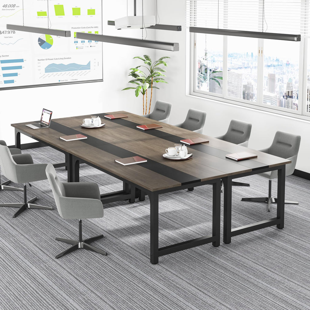 63” Executive Desk, Large Office Computer Desk with Thicken Frame, Modern Simple Workstation Business Furniture for Home Office, Vintage Grey/Black
