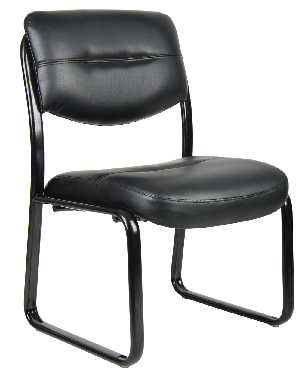 Leather Sled Base Side Chair in Black, 250