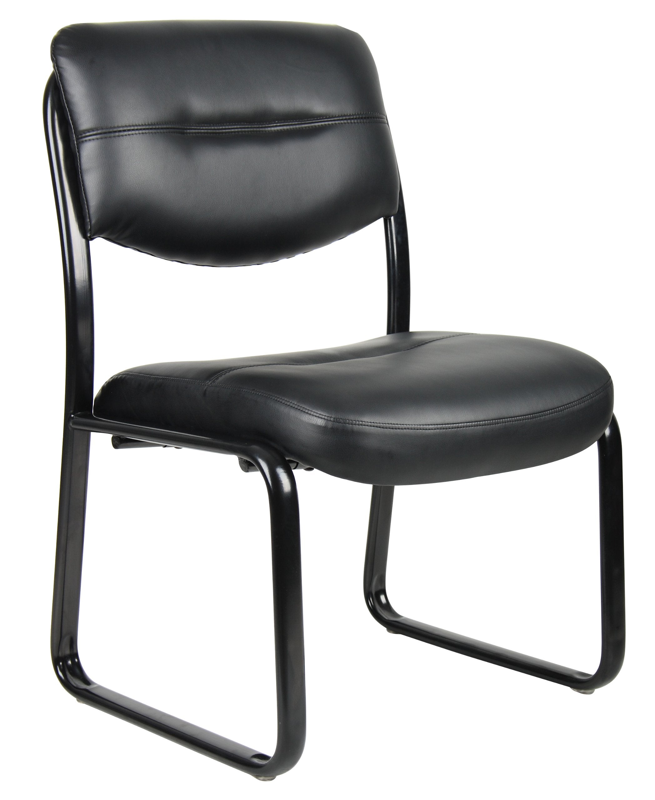 Leather Sled Base Side Chair in Black, 250