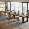 7 ft Conference Table for 6 to 8 People, Modern Rectangle Meeting Room Desk for Boardroom, Home Office (2, Dark Brown)