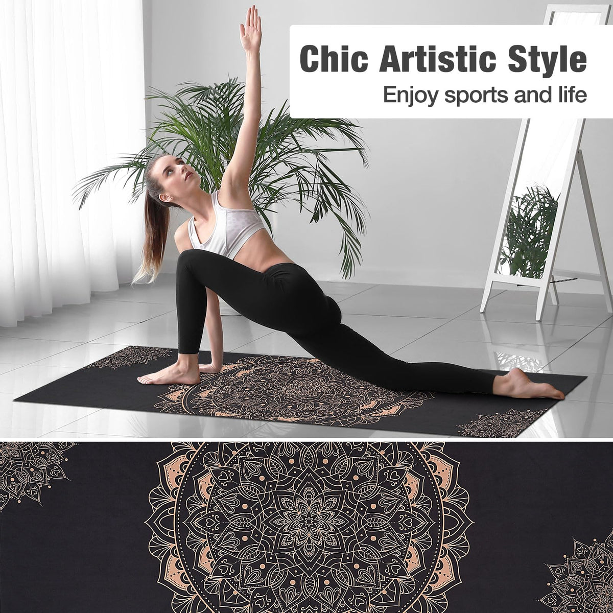 Yoga Towel, Non-Slip Quick-Dry Mat Towel, 74.4 x 27.4 in, Lotus