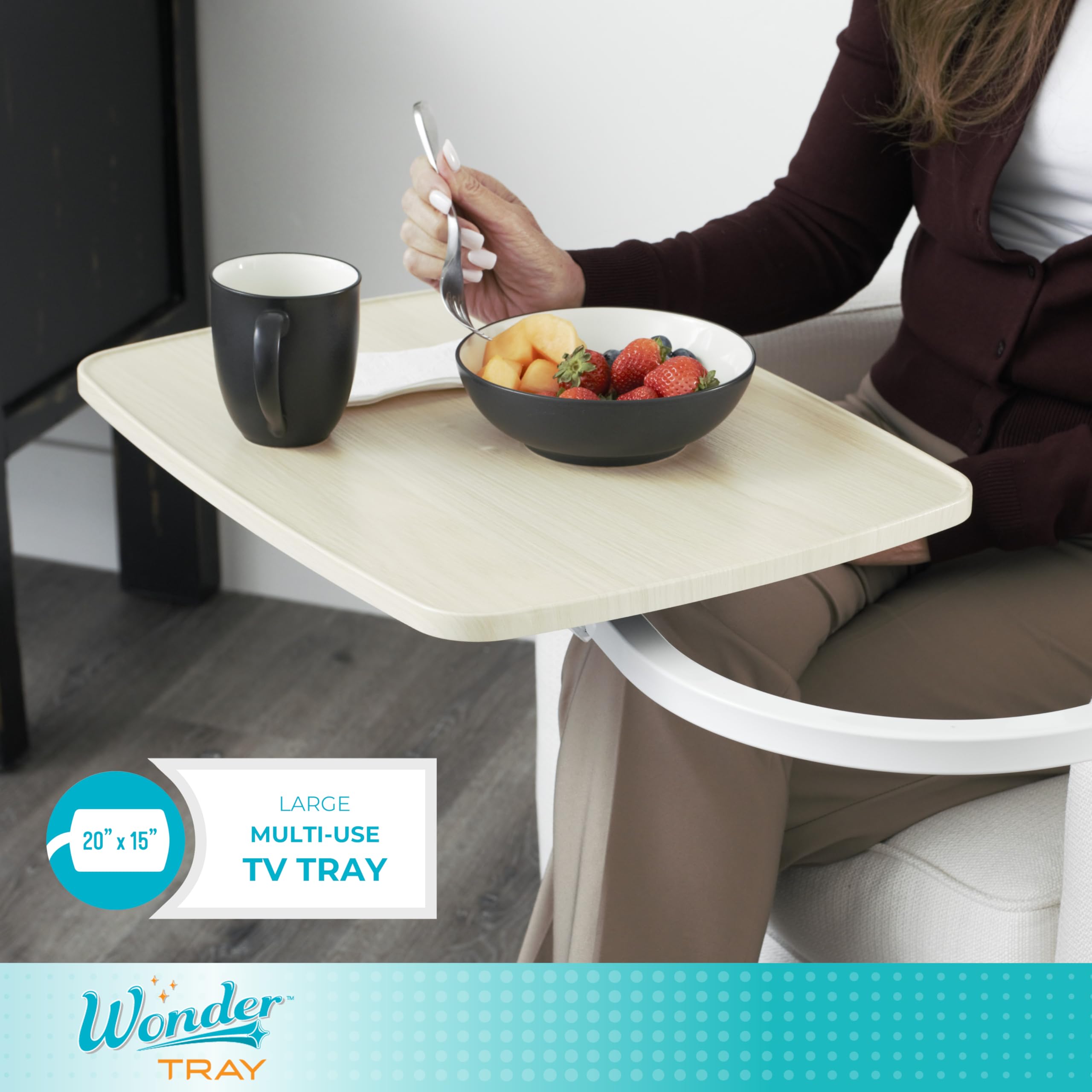 Wonder Tray, Adjustable Swivel Table, Large Laptop Stand, Couch Desk, Side Tables & Gaming Bench, TV-Trays for Eating on Couches, Chairs, Recliners, Maple