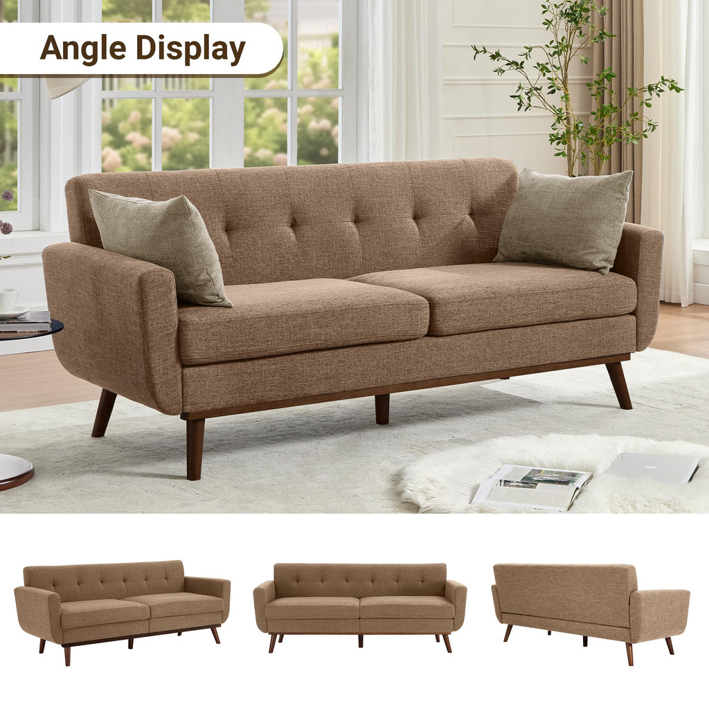 77.2" W Loveseat Sofa, Solid & Easy to Install Small Couch for Bedroom, Office, Apartment, Brown
