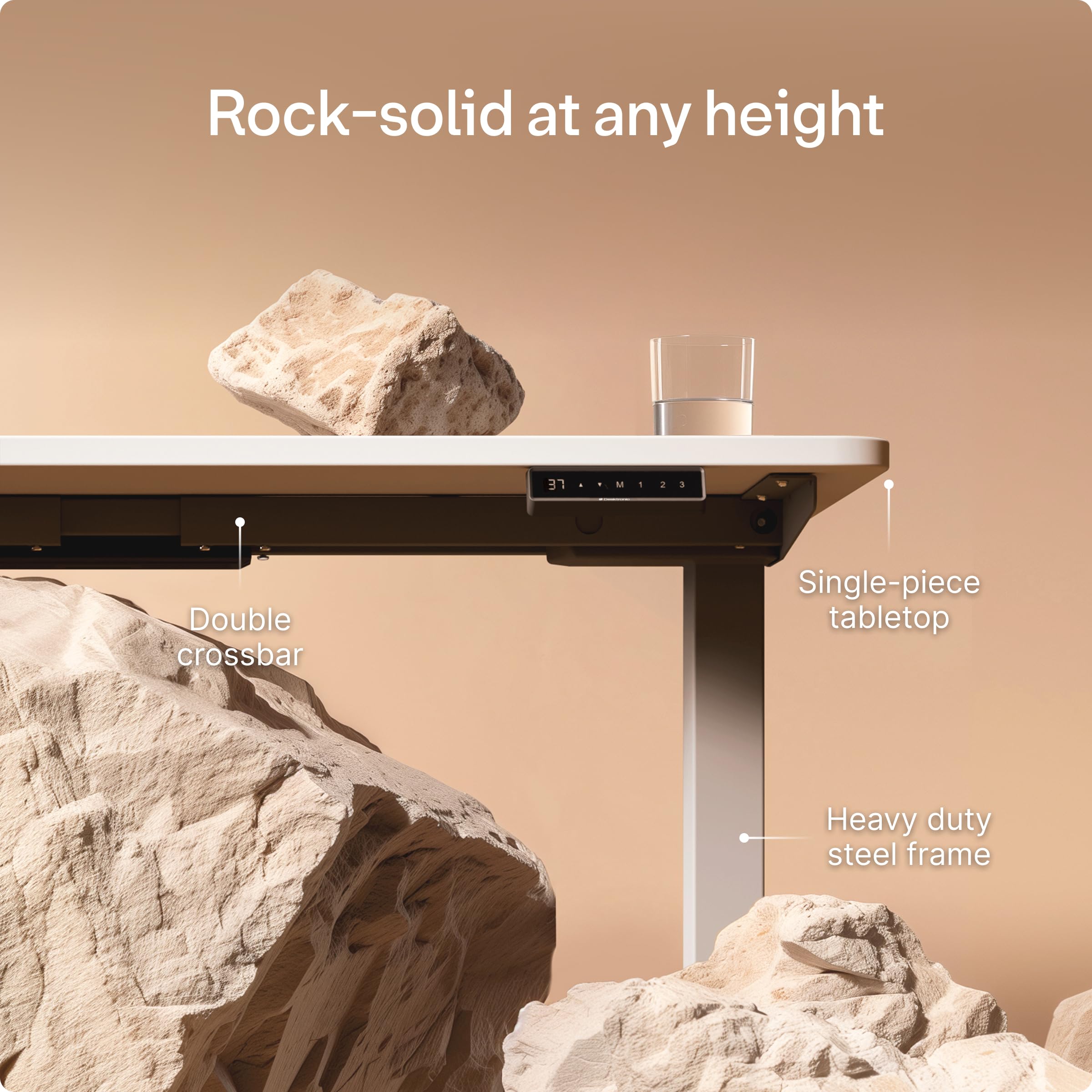 Standing Desk 48x24 — Made in Europe, Ergonomic Sit Stand Home Office Desk, Electric Height Adjustable, Dual Motor, USB & USB-C Charging, Wobble-Free, Touchscreen, 3 Memory Presets