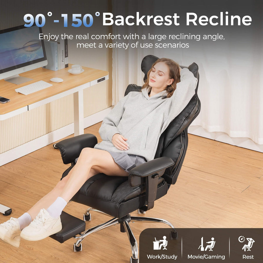 Big and Tall Gaming Chair 400lbs Heavy Duty Office Chair with Footrest, High Back Pocket Spring Lumbar Support, Ergonomic Wide Comfy Seated Cushion for Lower Back Pain Relief, Earth-Black