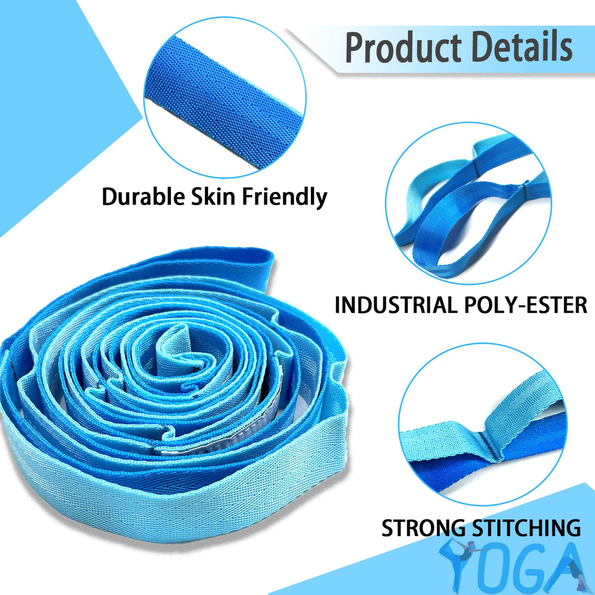 Stretching Strap Yoga Strap with Loops for Physical Therapy, Non-Elastic