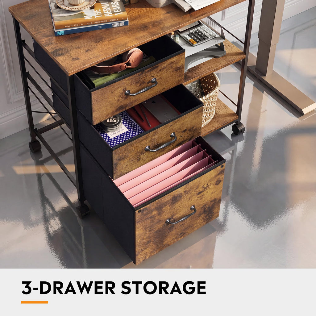 3 Drawer Mobile File Cabinet with Open Storage Shelf