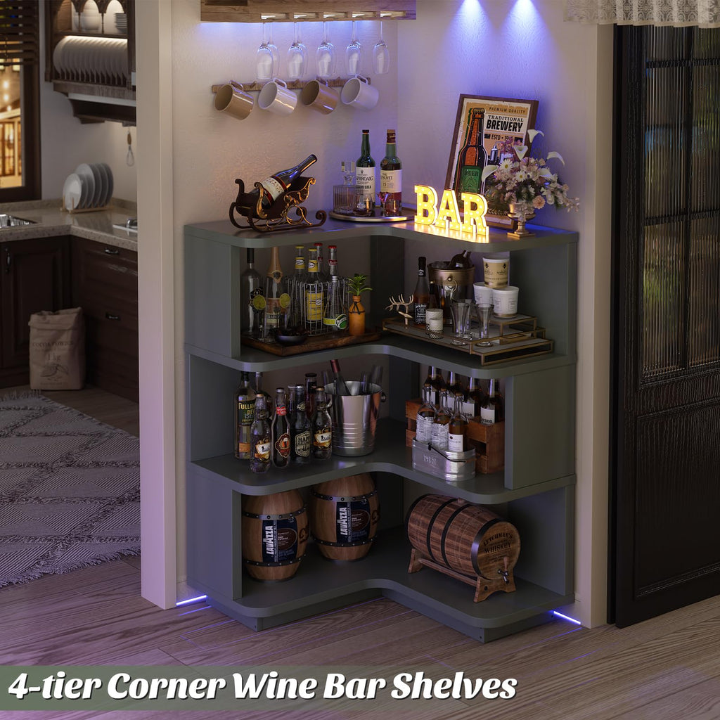 Corner Book Shelf, 4-Shelf L Shaped Corner Bookshelf with Baffle