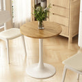 Kasinali Round Dining Table 24" Circle Tulip Table with Wood Thickened Tabletop & Sturdy Metal Pedestal Mid Century Modern Leisure Bistro Kitchen Tables 2 People Small Places Living Room Cafe,Oak