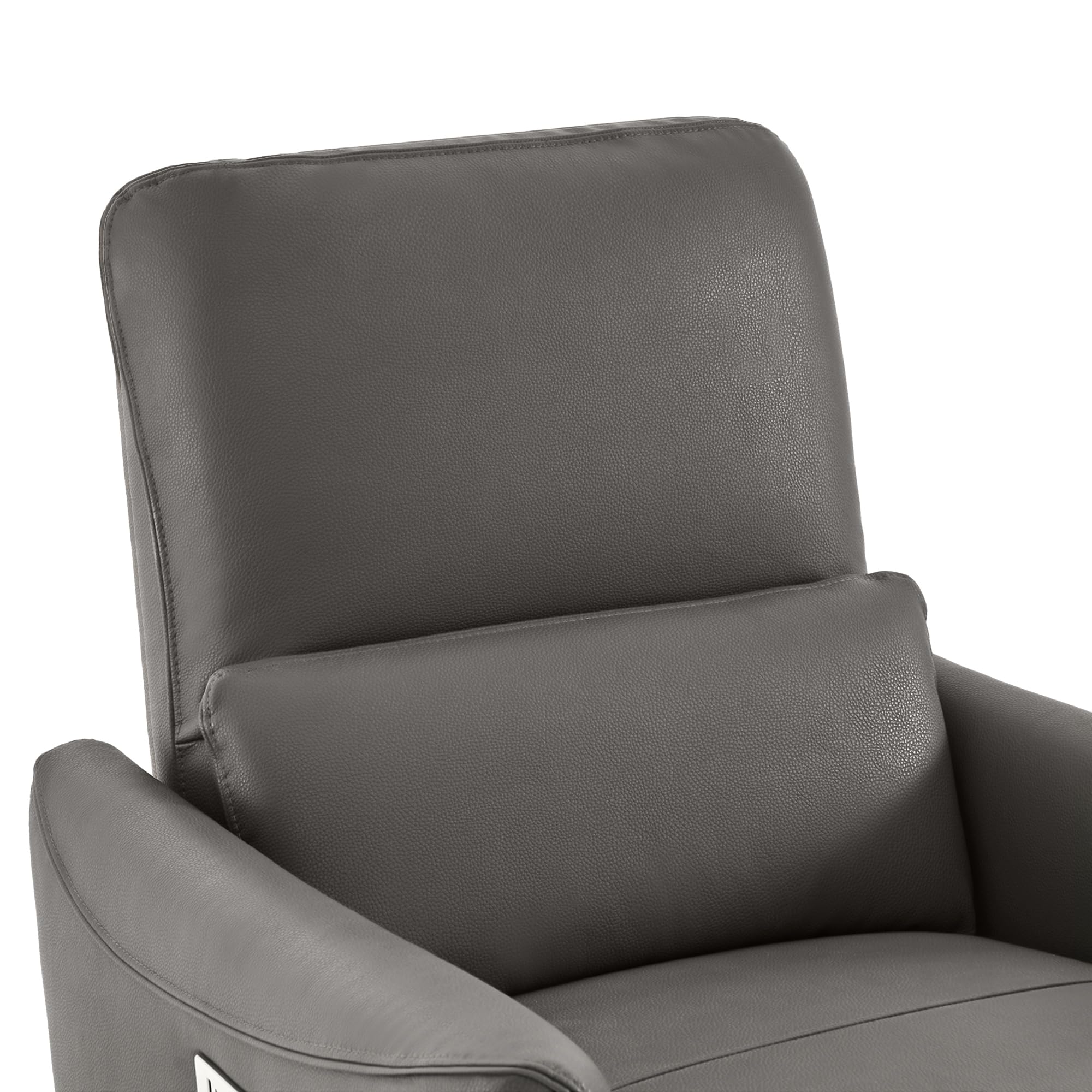 Power Recliner Chair Swivel Glider, FSC Certified Upholstered Faux Leather Living Room Nursery Reclining Sofa Chair with Lumbar Support, Charcoal