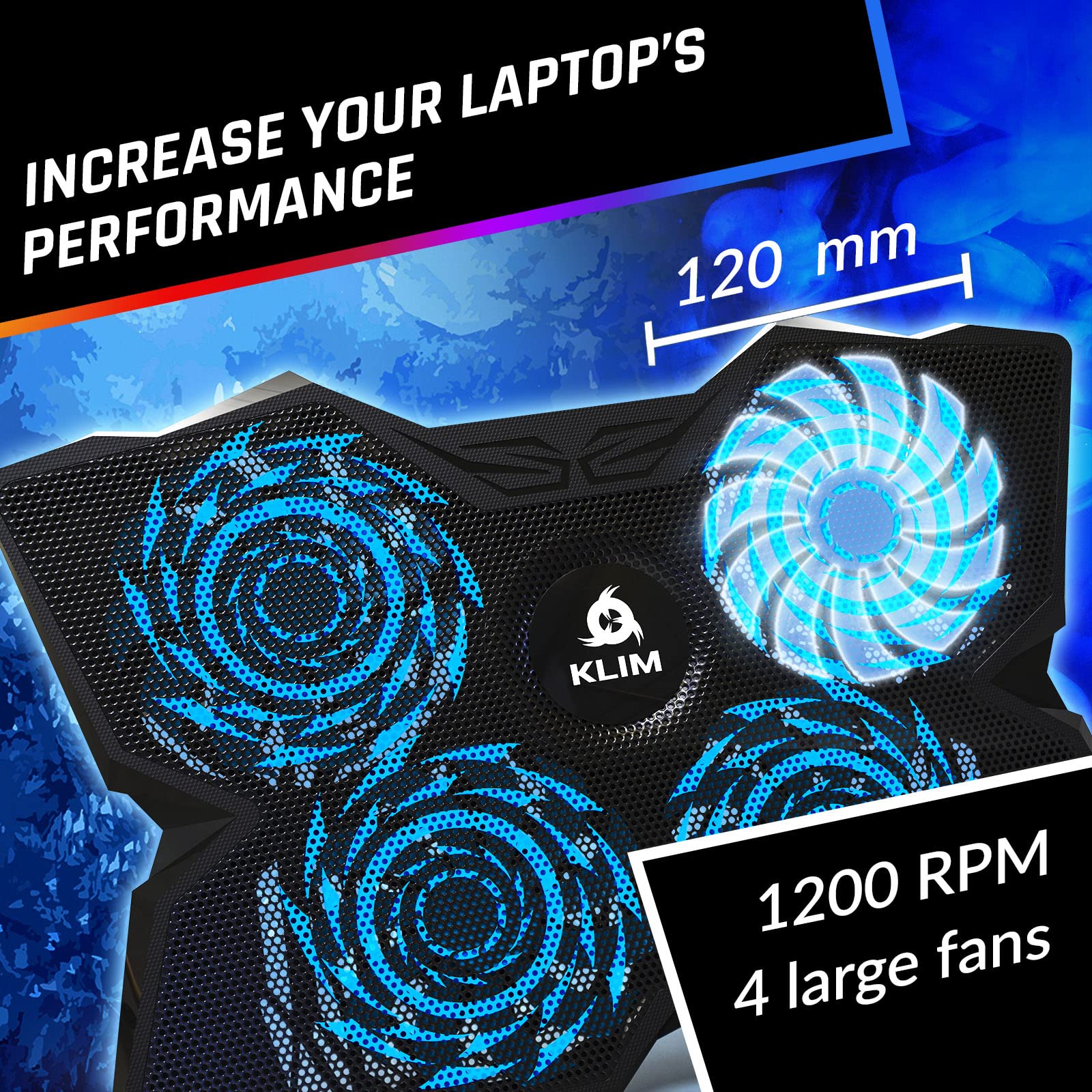 Laptop Cooling Pad - More Than 500,000 Units Sold - New Version - Powerful Rapid Action Laptop Cooler - Laptop Stand with 4 Cooling Fans - 2 USB Ports - PC Mac PS5 PS4 Xbox One - Diamond