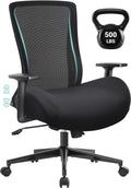 Big and Tall Home Office Desk Chair 500lb Capacity for Heavy People, Ergonomic Wide Mesh Desk Chair with Stepless Recline & Lock, 5.5" Thick Cushion, High Back, Adjustable Height & Armrests