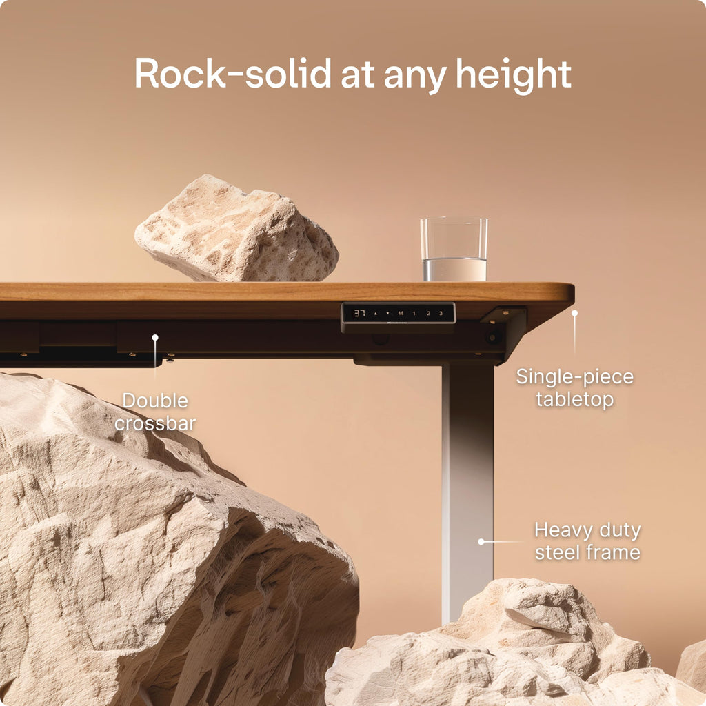 Standing Desk 48x24 — Made in Europe, Ergonomic Sit Stand Home Office Desk, Electric Height Adjustable, Dual Motor, USB & USB-C Charging, Wobble-Free, Touchscreen, 3 Memory Presets