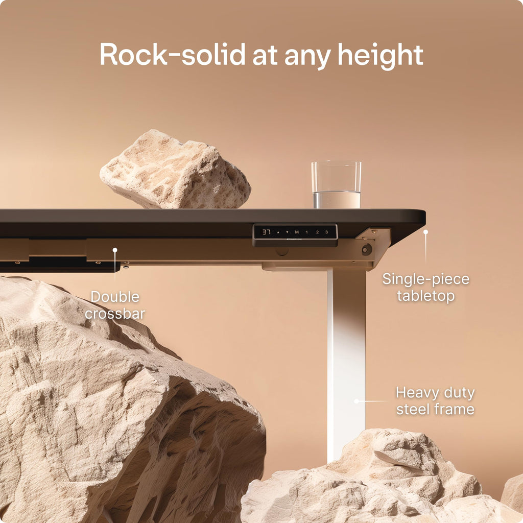 Standing Desk 54x28 — Made in Europe, Ergonomic Sit Stand Home Office Desk, Electric Height Adjustable, Dual Motor, USB & USB-C Charging, Wobble-Free, Touchscreen, 3 Memory Presets