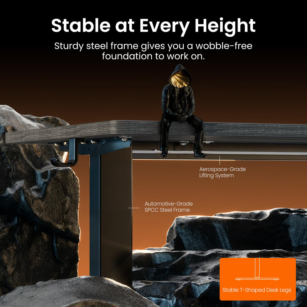 Height Adjustable Electric Standing Desk, 48 x 24 Inches Sit Stand up Desk, Memory Computer Home Office Desk, Grey