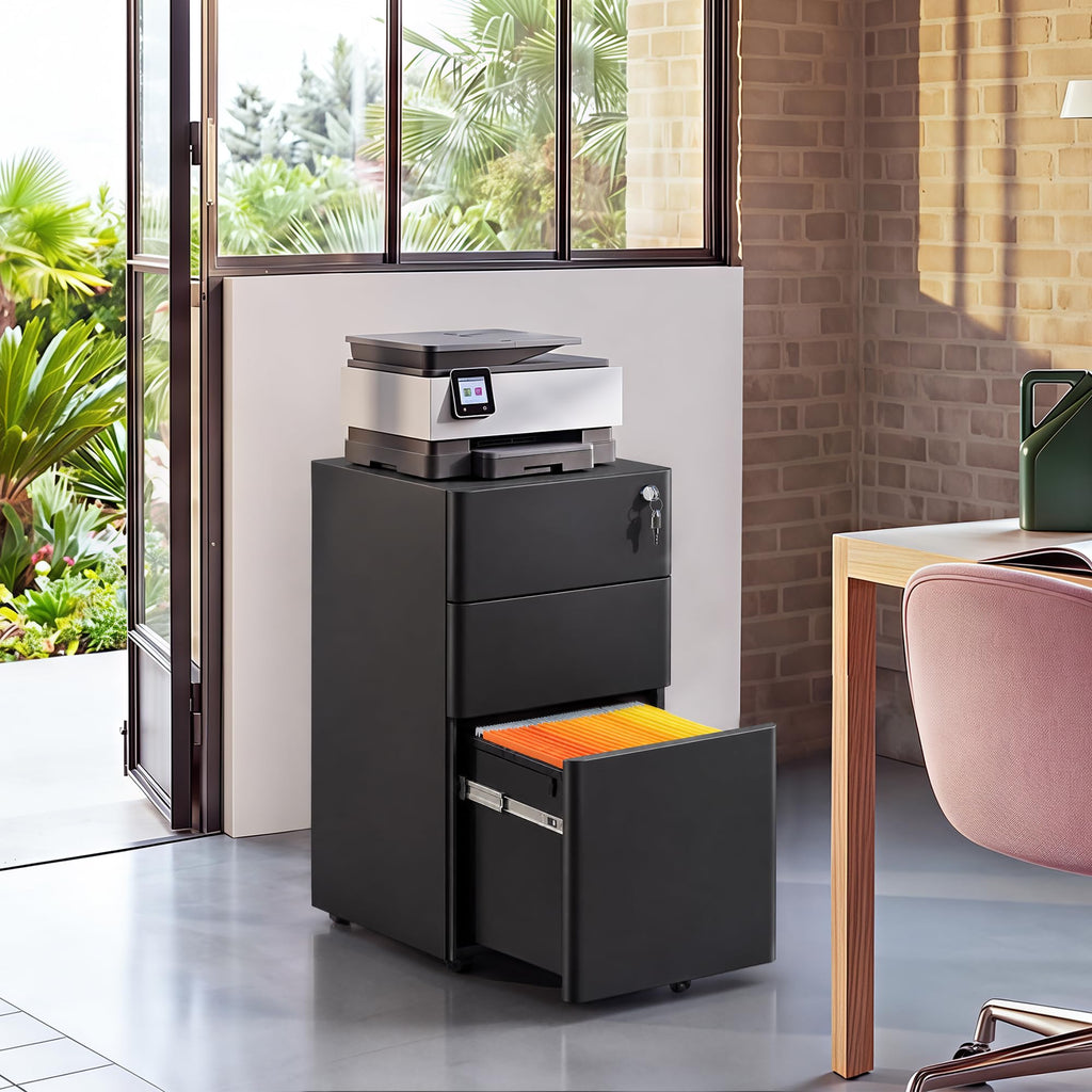 3 Drawer Mobile File Cabinet, Fully Assembled Except Casters