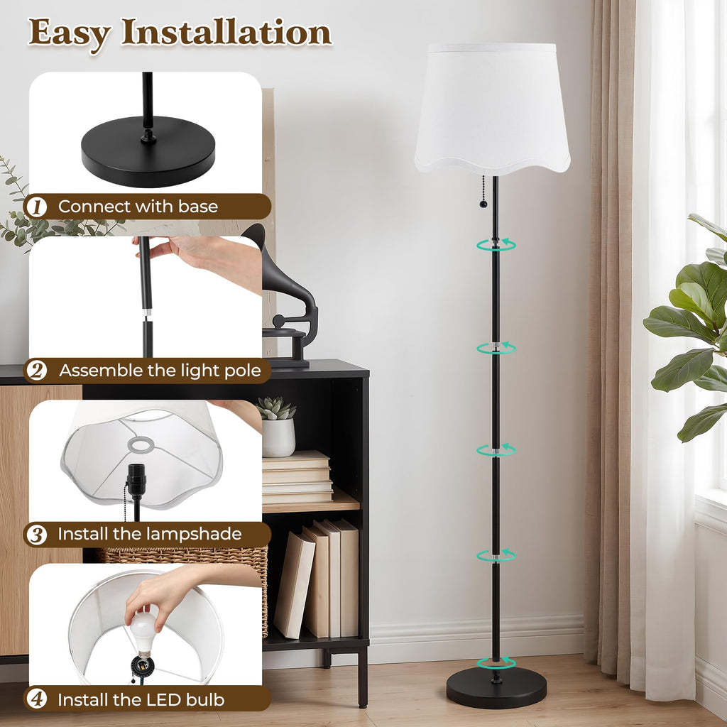 Floor Lamps for Living Room & Bedroom, 60" Modern Tall Standing Lamp, 3CCT