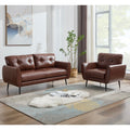 Sofa Couch 61" Small Loveseat Couches for Living Room Leather Couch Mid Century Modern Tufted Mini Sofa Comfy Office 2 Seat Settee Love Seat Bedroom (2, Brown)
