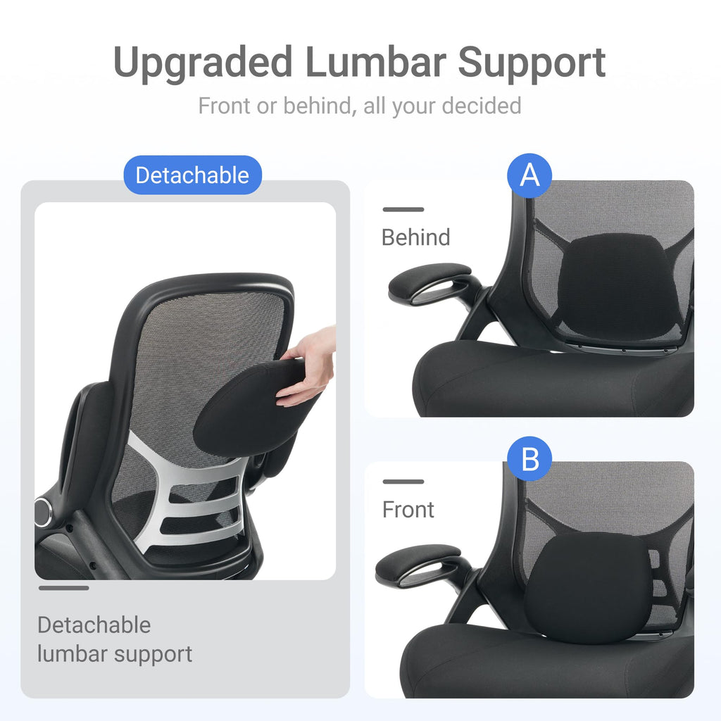 Big and Tall 400lbs Heavy Duty Office Chair, 5" Thickened Seat Ergonomic Desk Chair with Adjustable Armrests, Home Office Computer Chairs for Long Hours Mesh Executive Chair(Black)