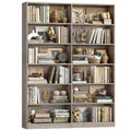 Bookshelf Tall Bookcase, 6-Tier Double Wide Bookshelves,Wash Grey