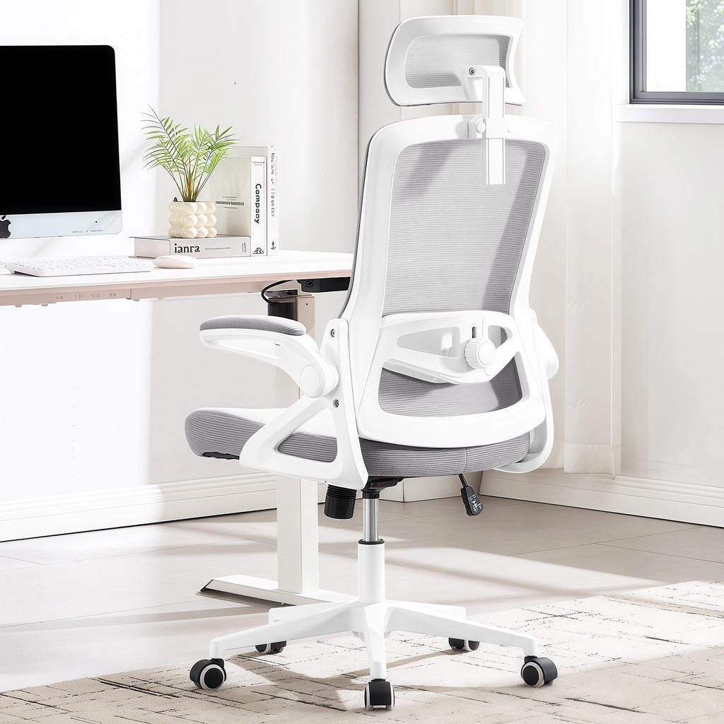 Ergonomic Office Chair, 400 LBS Desk Chair with Adjustable Lumbar Support, High Back Breathable Mesh Computer Chair Rolling Work Swivel Task Chairs, Comfy Home Office Desk Chair (Gray)