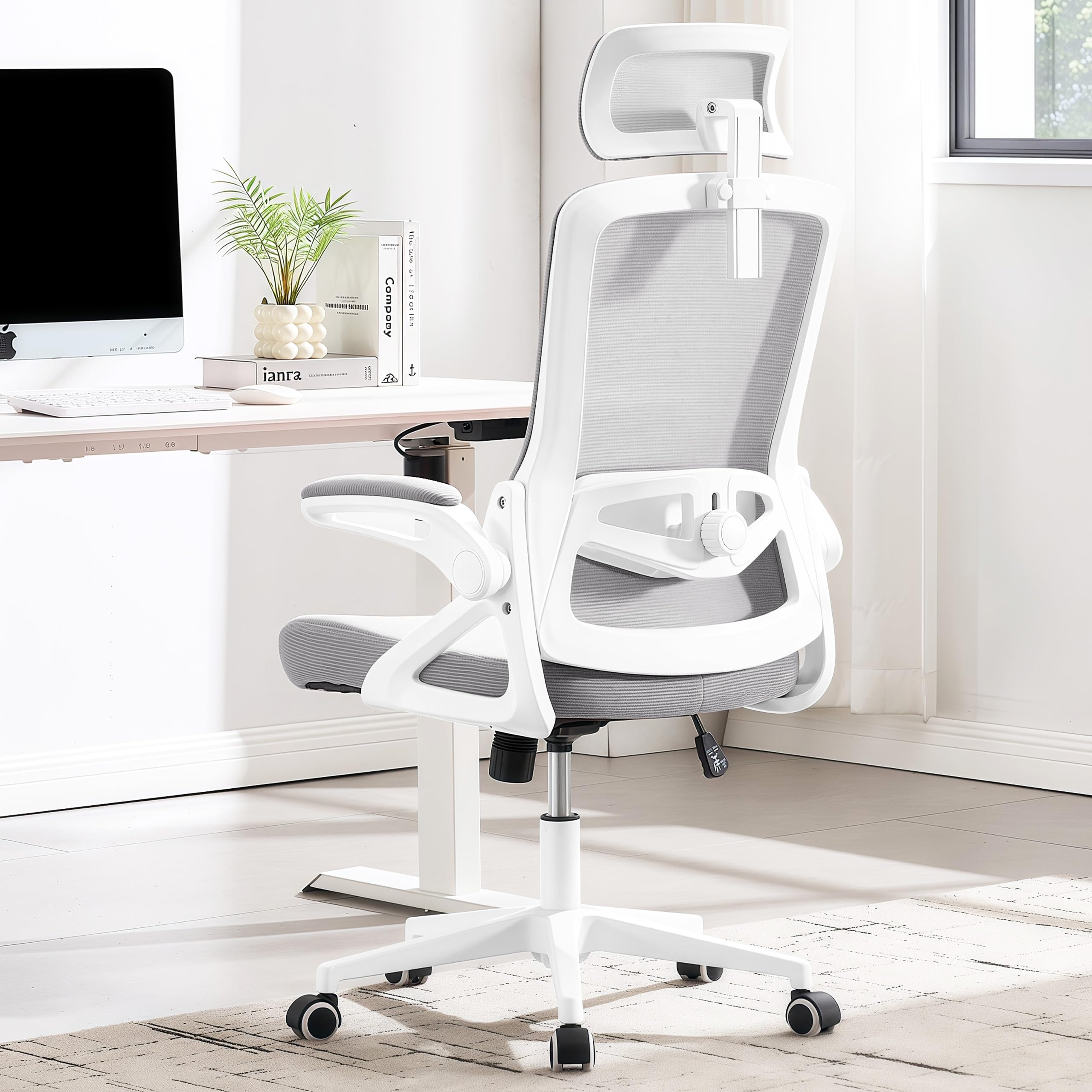 Ergonomic Office Chair, 400 LBS Desk Chair with Adjustable Lumbar Support, High Back Breathable Mesh Computer Chair Rolling Work Swivel Task Chairs, Comfy Home Office Desk Chair (Gray)