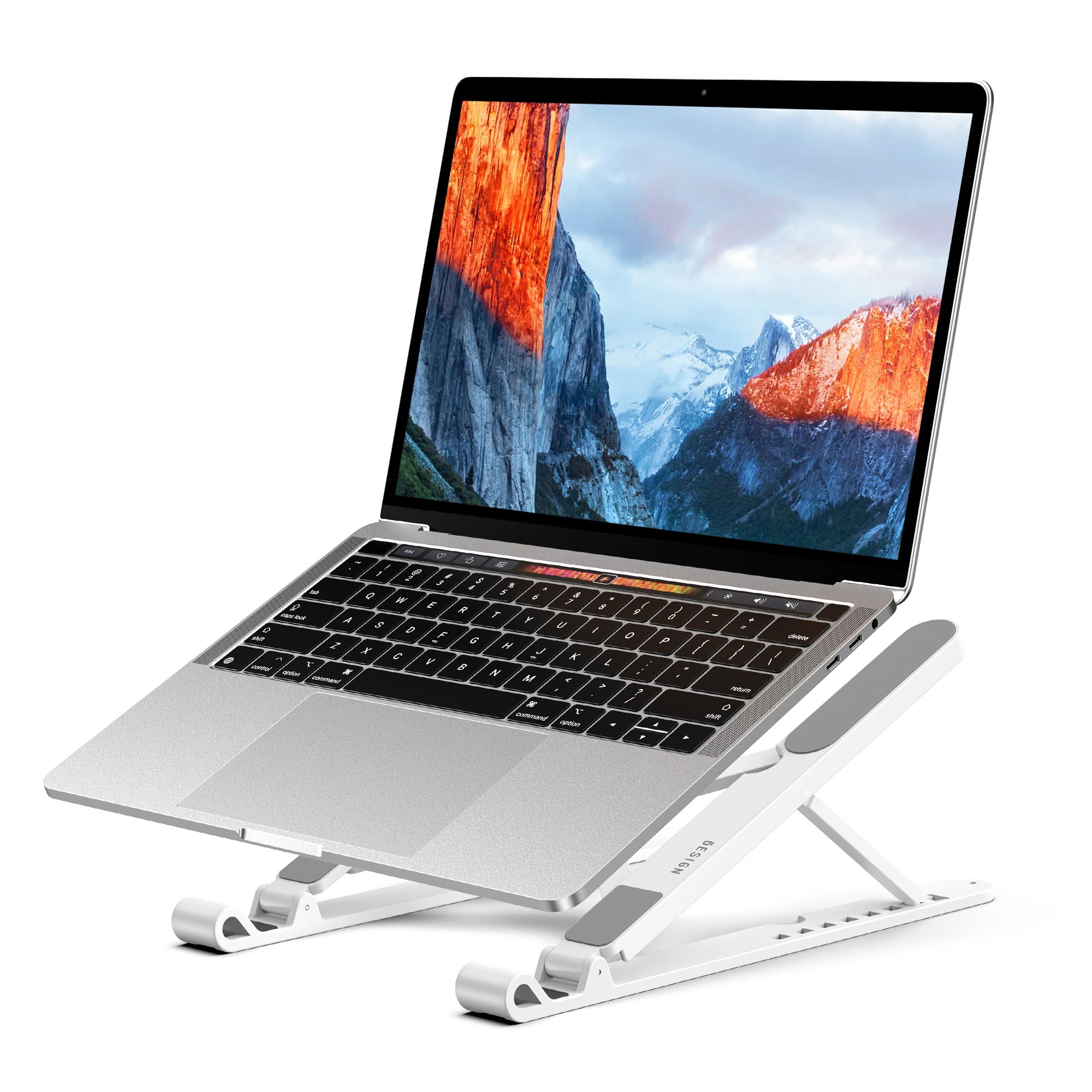 Pro Ergonomic Laptop Stand, Plastic Laptop Riser, Portable and Adjustable Notebook Computer Holder Compatible with 10-14" Laptops (White)